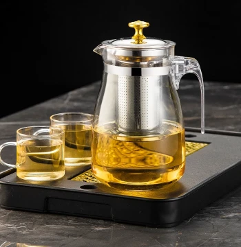 Thickened Glass Teapot with Infuser for Home Use - Complete Tea Set Including Teacups and Strainer