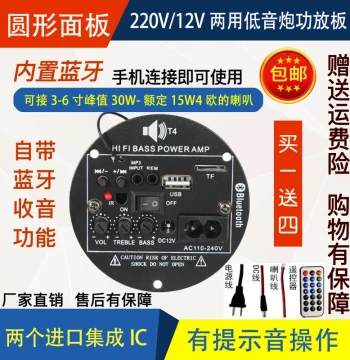 Bluetooth Amplifier Board 12V/220V Subwoofer Amplifier Board Speaker Mainboard Built-in Bluetooth/Radio/4-inch Amplifier