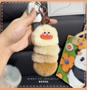 Plush Bag Charm Rex Rabbit Fur Cute Ugly-Cute Design