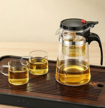 Teapot YiPiaoBei 2025 High-Temperature Brewing Filter Set - Glass Teaware with Built-in Filter for Home Use