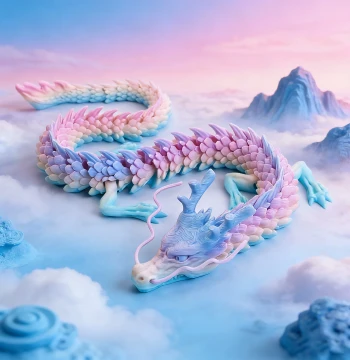 3D Printed Dragon Figure with Simulated Egg, Articulated Joints, Colorful Chinese Dragon Toy - 2026 Hot Seller