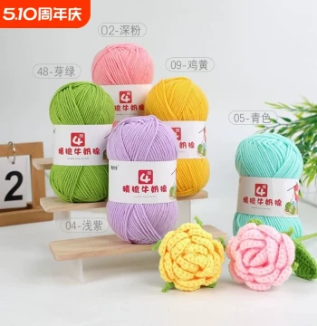 4-Ply Combed Milk Cotton Yarn Balls for Hand Crochet DIY Dolls, Baby Sweaters, and Scarves Material Kit