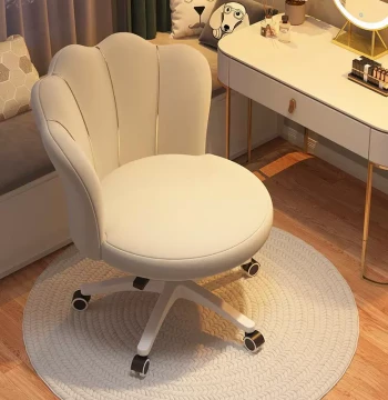 Women's Bedroom Dorm Computer Chair, Home Rotating Lift Makeup Chair, Comfortable Long-Sitting Backrest Study Desk Chair