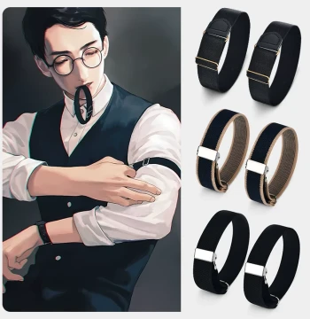 Romon Shirt Sleeve Garters Men's Arm Bands Tightening Straps Suit Elastic Anti-Slip Fixed Rings Bartender Sleeve Bands for Women