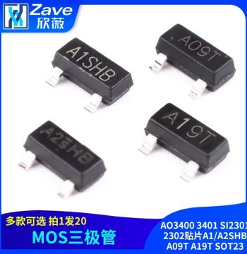 MOS Transistors AO3400, 3401, SI2301, 2302 SMD A1/A2SHB A09T A19T SOT23