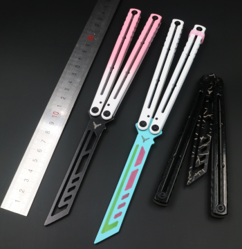 Xiao Dao YY Luminous Sea Monster Glow Insert Butterfly Knife Trainer, Unsharpened Stress-Relief Practice Knife for Beginners