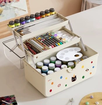 Art Student Tool Box, Elementary School Painting and Chinese Painting Special Desktop Plastic Multi-Function Artifact, Paint Organizer Box