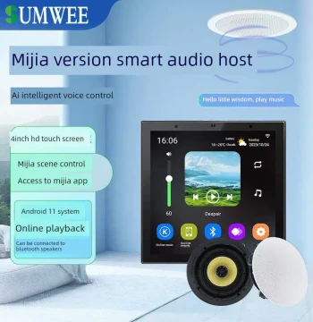 Home Voice-Activated Smart Background Music Host Amplifier with Ceiling Audio Control Panel and Bluetooth Player System