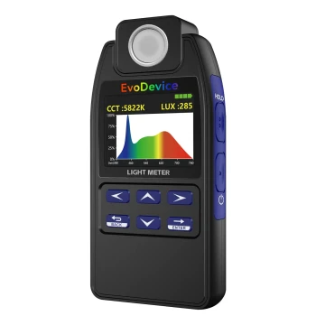 E130 Illuminance Meter with Color Temperature and Spectrum Analysis; Precise Lux and CCT Measurement with 99-Point Data Logging
