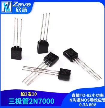Transistor 2N7000 Through-Hole TO-92 Low-Power N-Channel MOSFET 0.3A 60V (10 pcs)