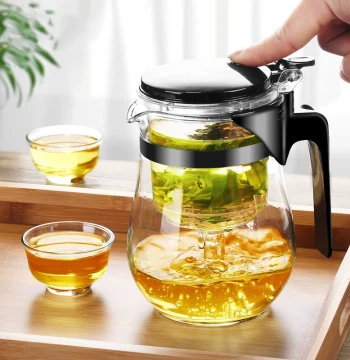 Piaoyi Cup Tea Infuser - Heat-Resistant One-Touch Filter Teapot for Office and Home Use