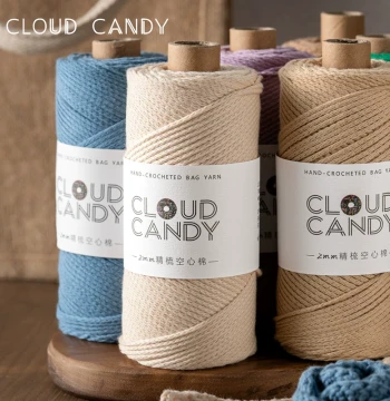 cloudcandy Combed Hollow Cotton Thread 2mm Medium Thick Cotton Round Strand Yarn Hand Knitting DIY Bag Hooking Thread