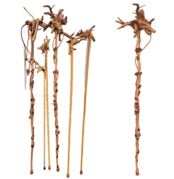 Real Shot Yunnan Jointed Wood Integrated Polished Zen Staff Dharma Cane Elderly Walking Stick Hiking Natural Wood Movie Prop Root Carving