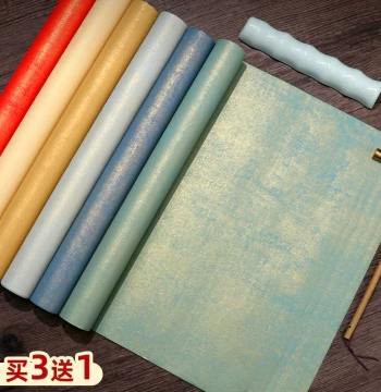 Xuan Paper with Wax Resist and Gilded Finish, Full Sheet (4ft/6ft), WanNianHong Pastel Color, Semi-Sized for Calligraphy, Ideal for Exhibitions and Submissions