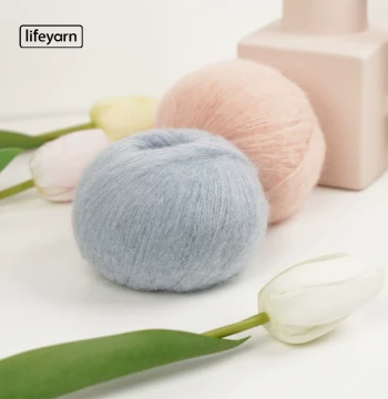 lifeyarn Mohair Charon Wool Yarn for DIY Hand Knitting, Fine Yarn for Sweaters and Scarves