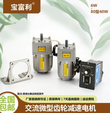 Baofuli 6W, 15W, 25W AC Asynchronous Gear Reduction Motor with Single/Three-Phase 220V/380V and Speed Controller