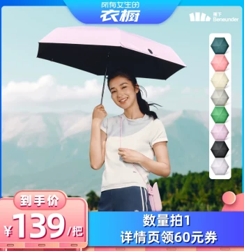 [All Girls' Wardrobe Livestream] Banow Five-Fold Capsule Black Glue Sunscreen Umbrella