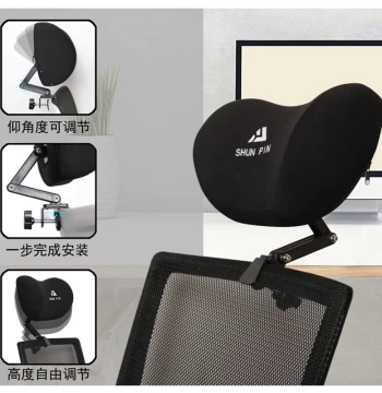No-Drill Simple Add-On Office Computer Chair Headrest, Memory Foam Head Pillow, Lumbar Support, Adjustable Height and Recline Angle