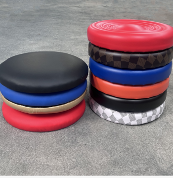 Thickened Bar Stool Seat Replacement, Leather and Sponge Soft Cushion, Round Solid Wood Top for Bar Chair Renewal