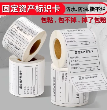 Fixed Asset Label Stickers, Waterproof and Tear-Resistant Handwritten Adhesive Labels, Matte Silver PET Paper, Printable Fixed Asset ID Cards, Computer Equipment Management Registration Cards