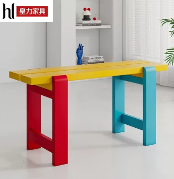 Dopamine Colorful Long Bench, Dining Chair, Entryway Shoe Changing Stool, Fashionable Memphis Style Home Nordic Two-Tone Design