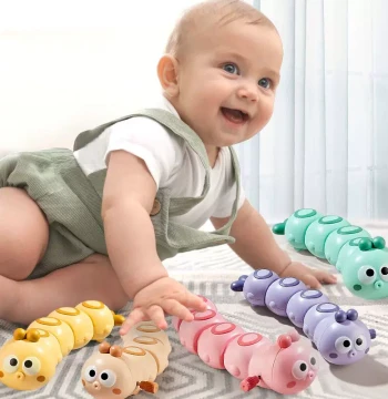 Wind-Up Caterpillar Educational Toy for Kids Ages 1-2, Moving Animal Toy No Batteries Required