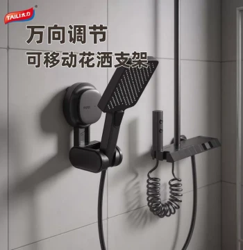 Taili Strong Suction Cup Shower Head Bracket, Bathroom Drill-Free Children's Shower Spray Holder, Movable Fixed Magic Device