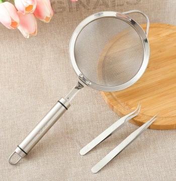 304 Bird's Nest Hair Picking Tool 3-Piece Set Food Grade Professional Precision Bird's Nest Tweezers Filter Mesh Strainer Bird's Nest Bottle