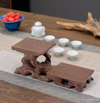 Solid Wood High-Low Carved Wood Base Ornament Teapot Antique Wood Stand Chicken Wing Wood Rare Jade Stone Zisha Teapot Rack Wood Base