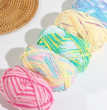 Colorful Milk Cotton Yarn 5-Ply Section-Dyed Medium-Weight Handmade DIY Crochet Kit for Slippers and Scarves