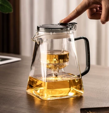 Piaoyi Cup Tea Pot for Home Use, One-Press Tea-Water Separation Teacup, 2025 New Heat-Resistant Glass Brewing Pot and Teacup