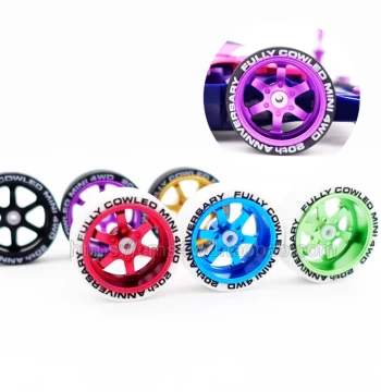 DIY Mini 4WD Racing Car Cracked Medium Diameter Aluminum Alloy Wheels Equal Width 94993 Hollow Colorful *4 pcs