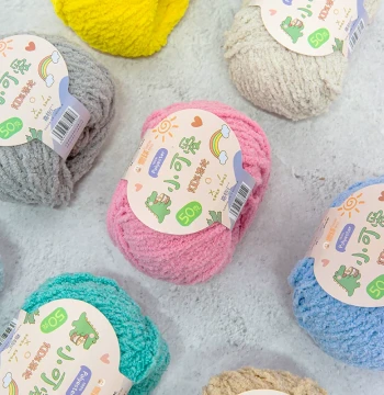 Snowball Cute Plush Yarn Short Pile Coral Fleece Hair Clip DIY Hand Crochet Knitting Doll Xiao Ai Meng