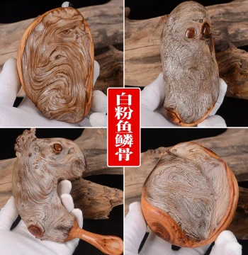 Taihang Cliff Cypress Handheld Piece - Natural Aged Raw Bark with White Powder, Fish Scale Skin, and Black Oil Bone for Aroma Therapy