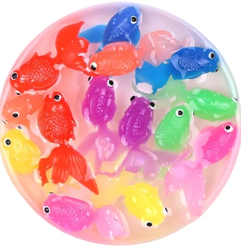 Soft Rubber Simulation Small Goldfish Model, Children's Bathing Water Play Fishing Toy, Fake Fish Tank Landscape Floating Decoration