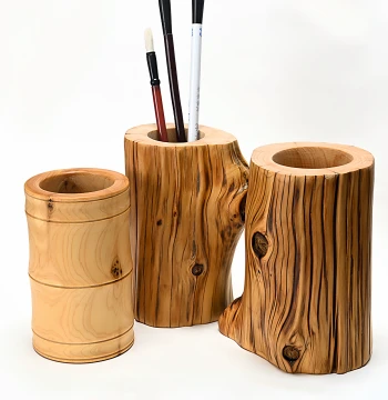 Taihang Cliff Cypress Natural Free-Form Wooden Pencil Holder, Creative High-Aesthetic Office Desktop Minimalist Personal Ornament