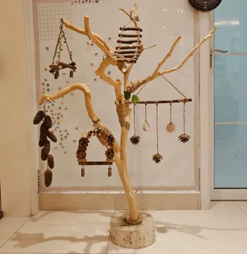 Natural Branch Perch for Parrots – Raw Wood Bird Stand, Swing, and Cage Decor Lamp Base