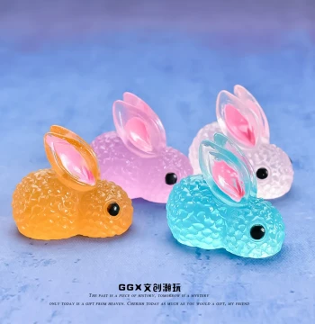 Simulation Mini Glow-in-the-Dark Rabbit DIY Craft Accessory, Cute Small Animal Doll, Micro Landscape Ornament, Small Gift