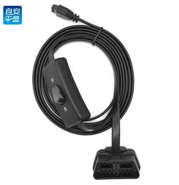 Car OBD Switch Cable Independent Power Adapter Extension Cable 16-Pin 16-Core Streamlined Flat Design Prevents Battery Drain