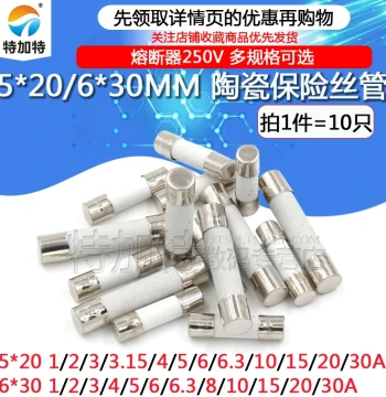 Ceramic Fuse Tube 5x20mm 250V, Fuse for Multimeters, 1A 2A 3A 6A 10A 15A 30A