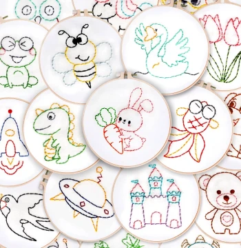 Children's Hand Embroidery DIY Kit Handkerchief Plastic Needle Safety Needle Simple Fabric Cartoon Kids Labor Class