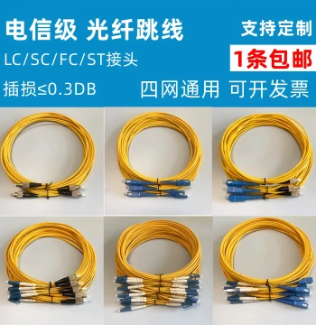 Zhengtong Feida Fiber Optic Patch Cable, Single Mode Dual Core, Universal for Four Networks, Low Loss, Telecom-Grade, Small Square LC, Large Square SC, Round FC Pigtail, Customizable LC/SC/FC/ST Connectors