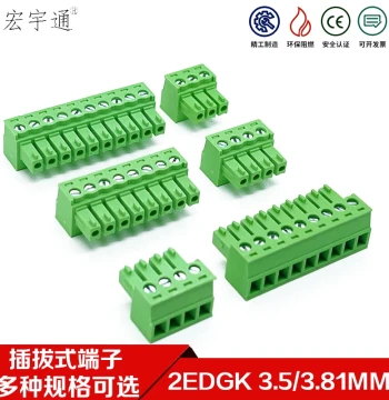 Plug-in Terminal Block 15EDGK-3.81/3.5mm Mating 2EDGK Socket Green Copper Eco-friendly 2P-24P