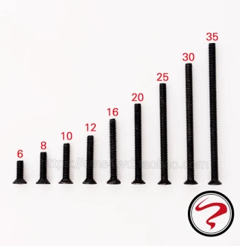 Homemade Tamiya 4WD Car Parts: M2 Black Countersunk Screws (6-35mm Length), Pack of 10