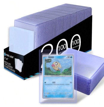 100 Card Clips + 100 Blue Light Card Sleeves Top-Loading Protective Cases for Pokémon Yu-Gi-Oh!