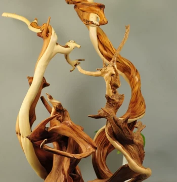 Taihang Thuja Root Carving Ornament, Backflow Incense Holder, Red/White Wood Ornament, Aged Raw Material Pen Holder