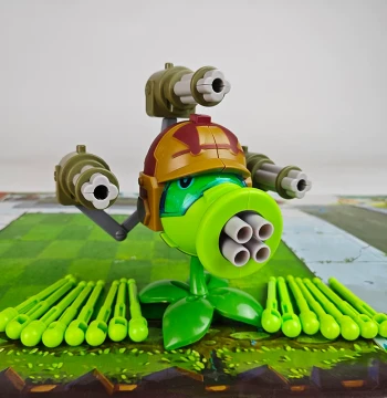 Plants vs. Zombies 7-Barrel Gatling Gun Peashooter, Egyptian Zombie Doctor, Giant Zombie Full Set 2 Toys