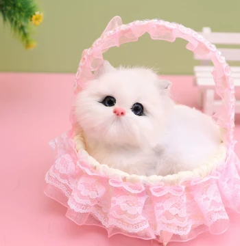 Meowing Basket Kitten 3-6 Years Old Children's Toy Simulation Rabbit Plush Animal Ornament Birthday Gift
