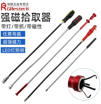 Magnetic Pickup Rod with Strong Magnet, Automotive Repair Magnetic Screw Retrieval Tool, Powerful Telescopic Magnetic Wand with Light and Claw