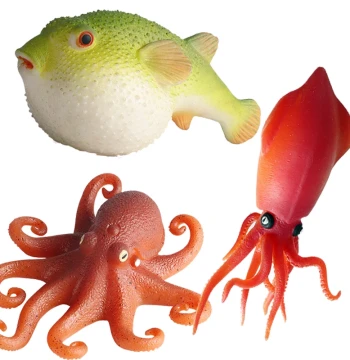 Children's Simulation Marine Animal Models: Pufferfish, Octopus, Squid, Crab, Lizard Soft Squeeze Toys